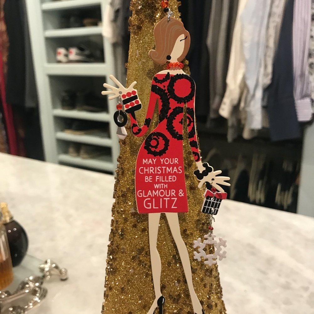 🎁 Glitzy Girl ornament, Santa hat & stocking - Picture 3 of 7